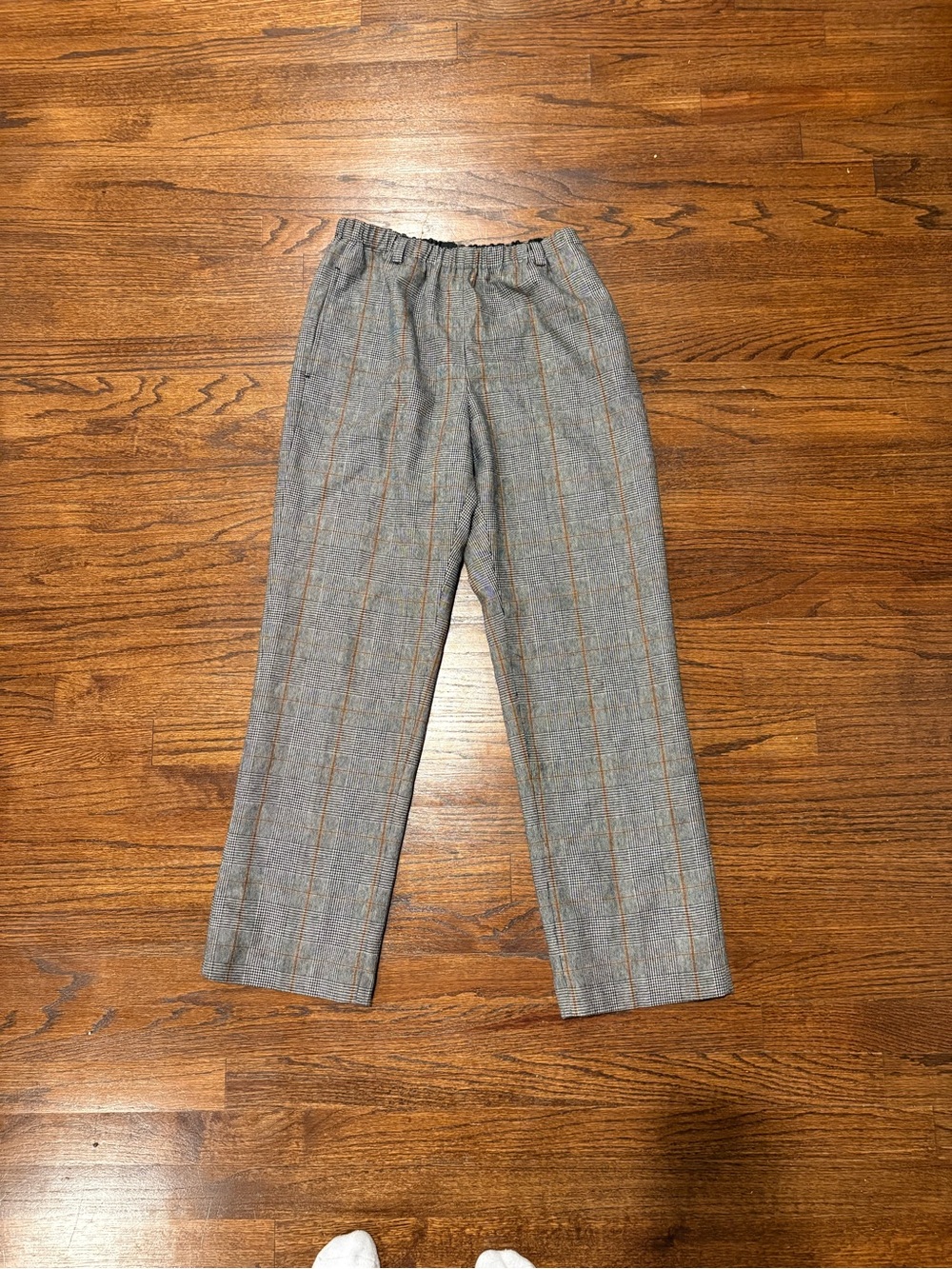 Orvis Gray Plaid Dress Pants with Tan Stripe